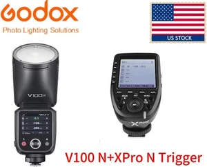 US Godox V100N 2.4G 100Ws TTL External Flash HSS 1/8000S+XProN Trigger For Nikon - Picture 1 of 24