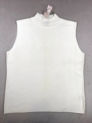 NWT DressBarn Woman’s Plus Size 18/20 Ivory Sleeveless Mock Neck Top Knit - Image 1 of 4
