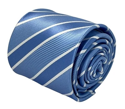 Corbata para hombre azul pálido claro blanco rayas sedoso clásico boda por Frederick Thomas Foto 1 de 4