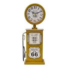 Route 66 Transitional Metal Table Top Clock in Yellow