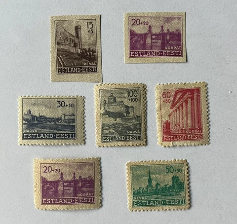 1941 ESTONIA GERMAN OCCUPATION STAMPS SHORT SET TWO IMPERFS MINT OG Cover