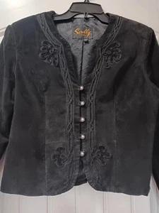 Vtg Scully Suede Leather Jacket Med Black Button-Up Westetn Retro - Picture 1 of 18