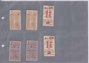 DOUGLAS CORPORATION TRANSPORT - 6 BUS TICKETS - PRE 1971 - ALL WITH ADVERTS - Picture 1 of 2