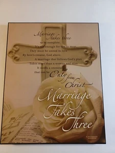 DICKSONS "MARRIAGE TAKES THREE" 8X10 MDF Wood Wedding Christian Wall Plaque - Picture 1 of 9