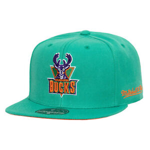 Mitchell & Ness Milwaukee Bucks NBA Cactus Cooler Teal Draft Fitted Hat Size 7-8