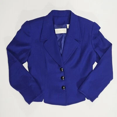 Traje Chaqueta Dana Buchman Petites Azul Lana Talla 8 Pequeño Hombro Nylon Foto 1 de 4