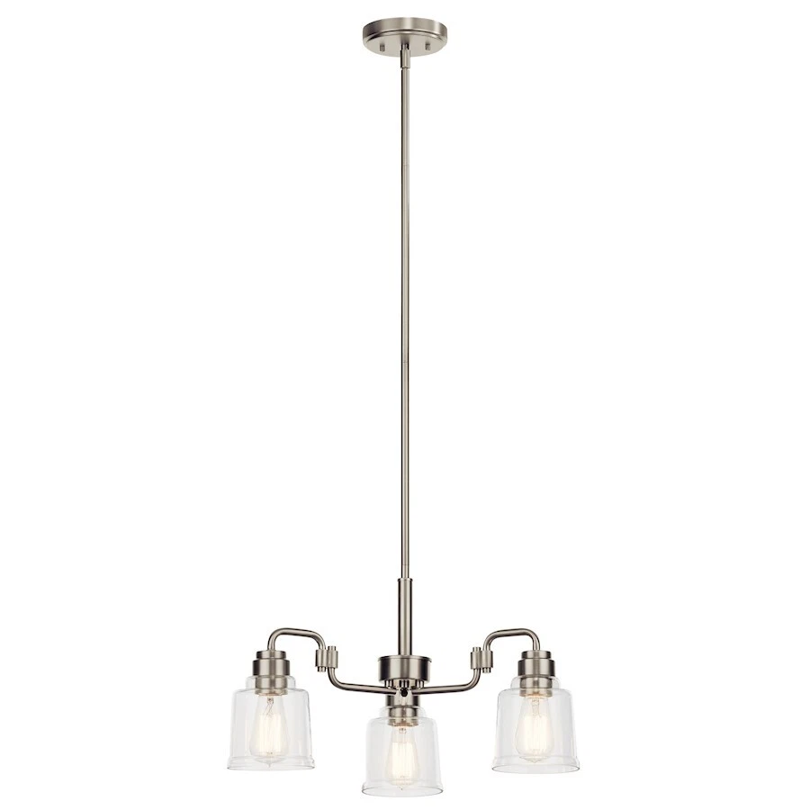 Kichler Aivian 3 Light Chandelier, Nickel Textured/Clear - 52397NI - Image 1 of 1
