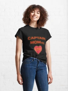 Muttertagsgeschenk an Captain Marvel Fan Momvel T-Shirt Liebe Herz feministische Mama - Bild 1 von 2