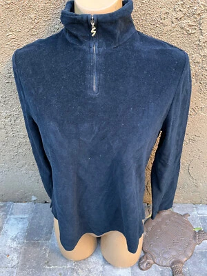 Sonia Bogner NAVY Velour 1/4 Zip Long Sleeve Pullover Top - Women's sz L - Image 1 of 4