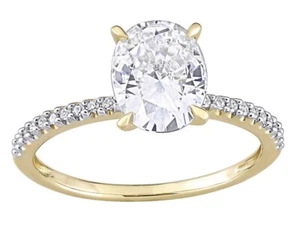 NWT Stunning 14K Yellow Gold Oval 2CT. Moissanite Engagement Ring In Sz. 7.5 - Picture 1 of 8