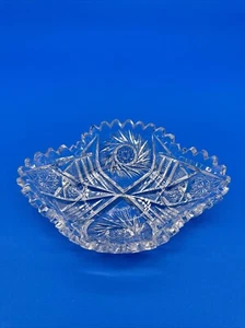 Antique American Brilliant Period Cut Glass ABPCG Oval Trinket Dish 6.5” 19thC - Picture 1 of 5