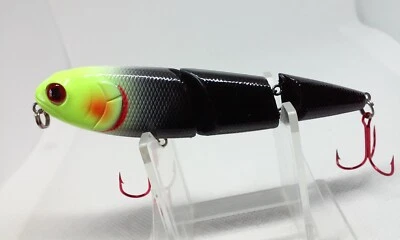 Señuelo de pesca de superficie de agua superior Rattlin 4" negro articulado estilo Hamakuru Foto 1 de 4