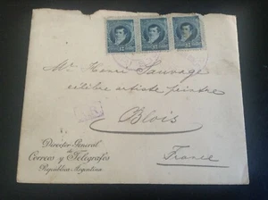 Ancienne enveloppe timbrée Timbre Cover peintre Henri Sauvage Blois Argentine - Picture 1 of 2