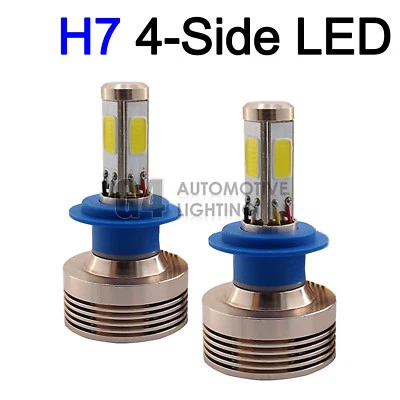 2x 4-Side H7 LED Headlight Kit Bulbs 80W Super Bright 6000K Crystal White - Image 1 of 4