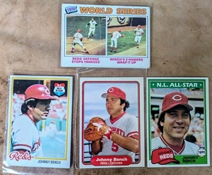 Johnny Bench - 4 Karten, 1981,1982, 1978 Cincinnati Reds, 1976 World Series - Bild 1 von 2