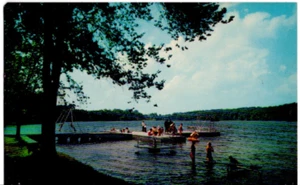 CARTOLINA con vista sul lago d'argento Akron Ohio vecchia vintage 0228 - Foto 1 di 2