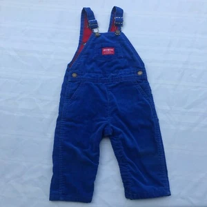 Vintage Oshkosh B Gosh Blue Corduroy Vestbak Overalls 24 Months Fleece Lined - Picture 1 of 10