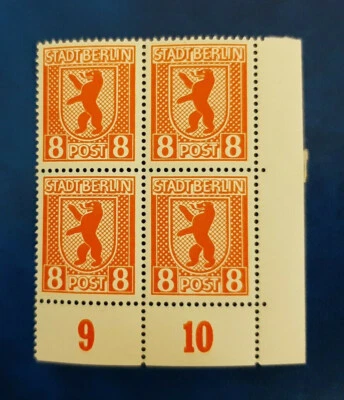 Germany Stamps Allied Occupation Berlin 8 Pfennig Block of Four Mi. Nr. 3 (16494 - Image 1 of 2