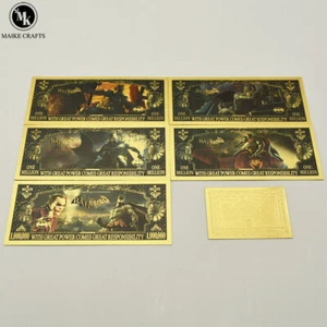 5pcs/set Dark Knight Batman Gold Foil Banknotes 1 Million Paper Money Craft Gift - Picture 1 of 8
