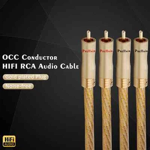 Cable HIFI RCA 8N OCC Plateado Cable RCA + Enchufe Rca para Amplificador Subwoofer - Imagen 1 de 7