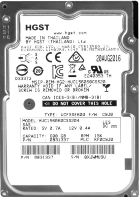 Hard Drive HGST HUC156060CSS204 600GB 15000U/Min 128MB Cache SAS-3 12Gbps 2.5 " - Image 1 of 3