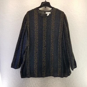 Valerie Stevens Silk Evening Top Womens Size 18W Pullover Stretch Long Sleeve - Picture 1 of 5