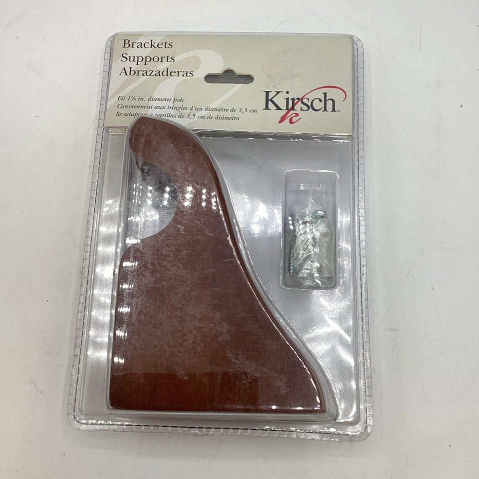 Conjunto de 2 suportes de haste de cortina de madeira maciça mogno Kirsch serve para 1-1/8ª haste - Imagem 1 de 2