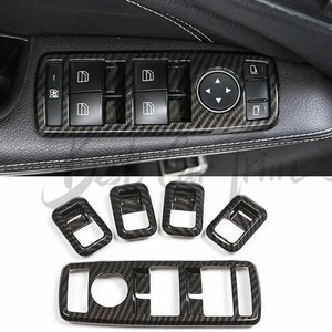 Fit For Benz GLE GLS 2016-2019 Carbon Fiber Door Window Switch Lift Cover Trim - Picture 1 of 11