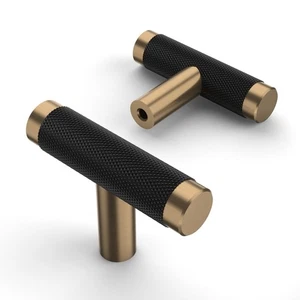 10 Pack Knurled Matte Black and Champagne Bronze Kitchen Cabinet Knobs Dresse... - Bild 1 von 7