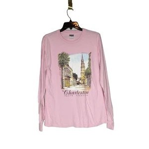 Gildan Charleston Ultra Cotton Long Sleeve T-Shirt Crew Neck Solid Pink MEDIUM - Bild 1 von 4
