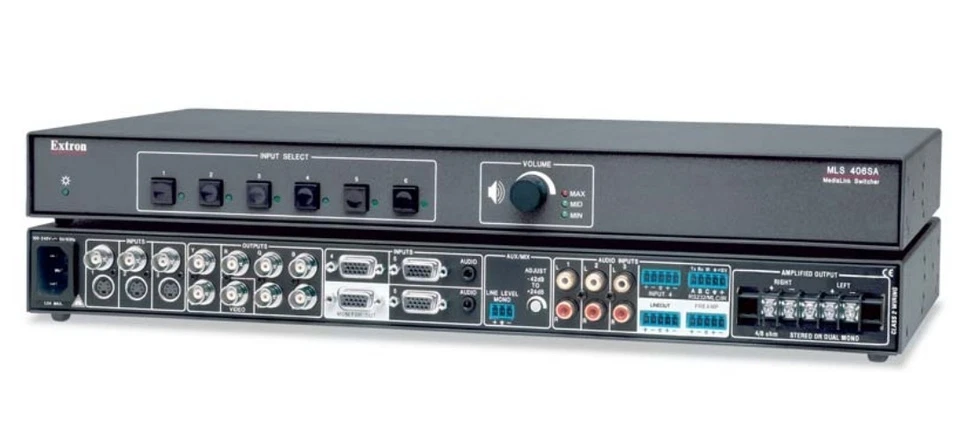 Extron MLS 406SA 6-Input MediaLink 6 Input Switcher with Stereo Audio Amplifier - Image 1 of 1