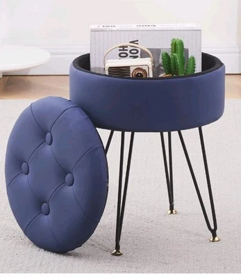 人造皮革储物奥斯曼圆形-紫色  — 第 1/4 张图片