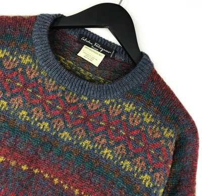Suéter Pullover Para Hombre Salvatore Ferragamo Lana Tejido Multicolor Talla XL Foto 1 de 4