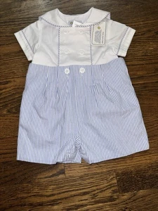 Florence Eiseman Seersucker One Piece Shortall New $96 - Picture 1 of 4