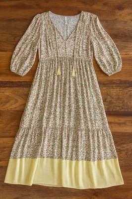 Vestido Seraphine Maternidad Enfermería Floral Manga Larga 3/4 Verde Amarillo Para Mujer 4 Foto 1 de 4