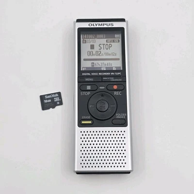 Olympus VN-722PC Digital Voice Recorder Dictation Machine Silver/Black - Image 1 of 4
