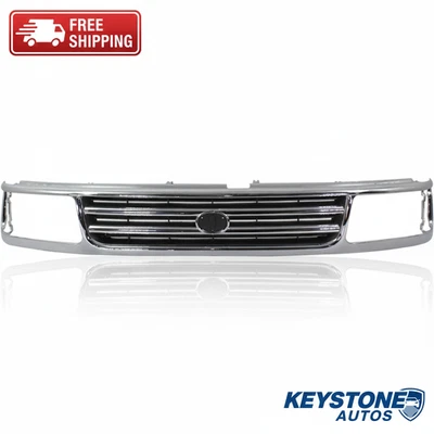 Grille For 1993-1998 Toyota T100 Chrome Shell with Black Insert Plastic Foto 1 de 4