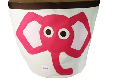 3 Sprouts Children's Pink Elephant Large Storage Toy Bin Nursery Baby Basket - Image 1 of 4