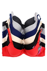 Women's Pack of 6 Supportive Molded Cup Cotton Bra Assorted Colors - Picture 1 of 4