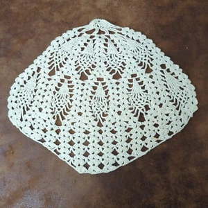 Vintage White Doily Doilies Crocheted 12 by 10 Inches Shell Shaped - Picture 1 of 4