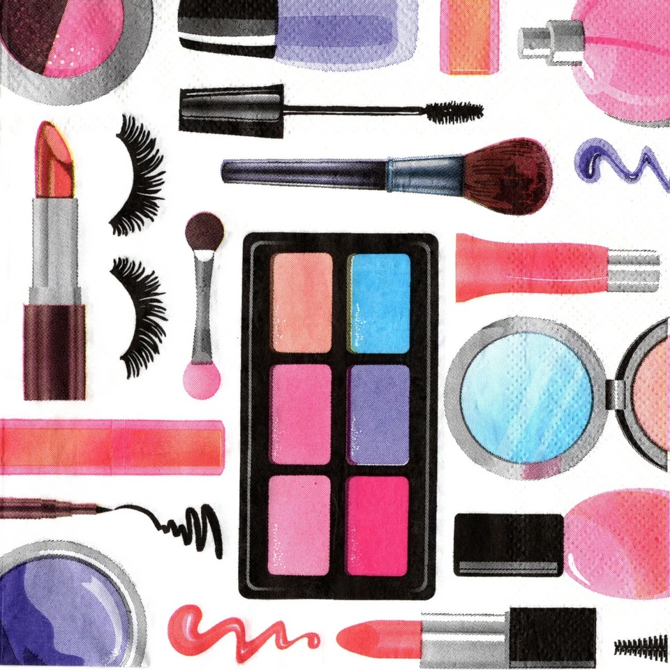 SERVIETTES EN PAPIER MAQUILLAGE BEAUTE FEMME. PAPER NAPKINS MAKE UP BEAUTY LADY2