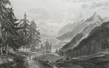 SWITZERLAND Le Valais - 1820 Antique Print By Major Cockburn