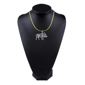 A18 Jabalí 1 Collar Antiguo Bronce o Plata Talla 16 18 20 24 30 Pulgadas - Imagen 1 de 2