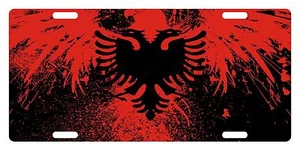Albania Flag Custom License Plate Albanian Emblem Version V - Picture 1 of 1