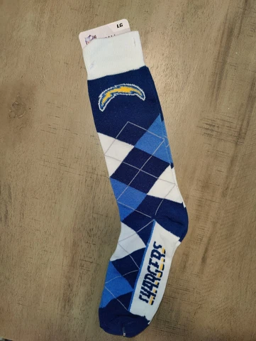 LA Los Angeles Chargers Mens Argyle NFL Team Crew Dress Socks Large Cover