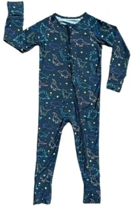 Dinosaur Baby One Piece Bamboo Viscose Full Zip Pajama Jumpsuit Sleepers - Picture 1 of 6