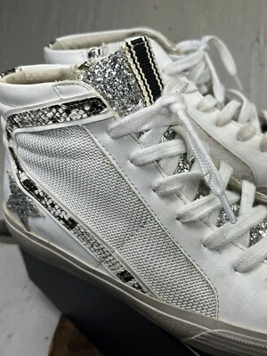 ShuShop Women’s Size 11 Roxanne White  Snake Glitter Star High Top Sneakers - Image 1 of 4