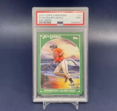 2023 TOPPS BOB ROSS RYAN MOUNTCASTLE SAP GREEN /75 POP 2 PSA - Image 1 of 2