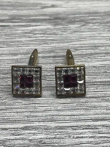 Sterling Silber 925 Paar Strass Kristall Eckig Damen Manschettenknöpfe - Bild 1 von 18