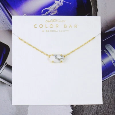 CLEARANCE!! Kendra Scott Ever White Howlite Necklace Earring Gold Plated - Image 1 of 4